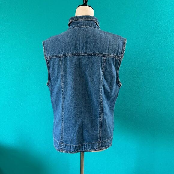 Rythm Blue Denim Full Zip Vest Cotton Collared Medium Wash Size L - Picture 3 of 4